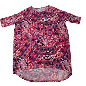 Lularoe Women's XS Geometric Print Tunic Irma Shirt Pink